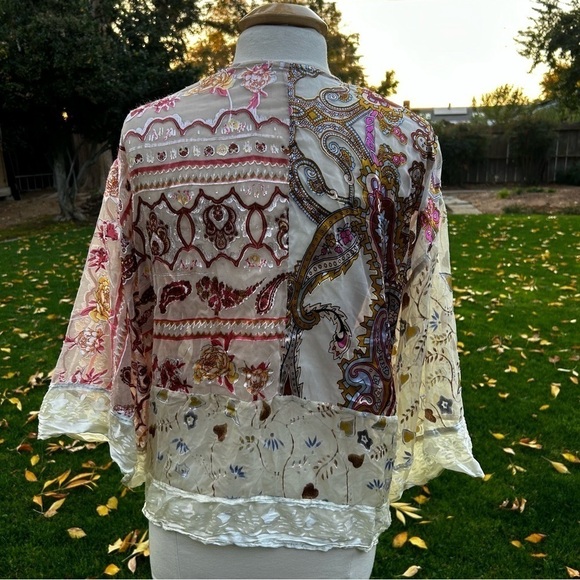 Anthropologie Sheer Paisley Patchwork Kimono - Picture 7 of 13
